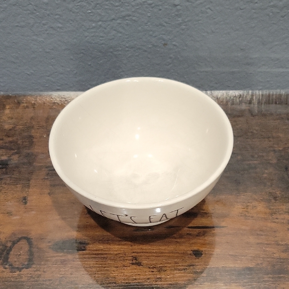 White Bowl with 'Let's Eat' Text - Picture 3 of 7